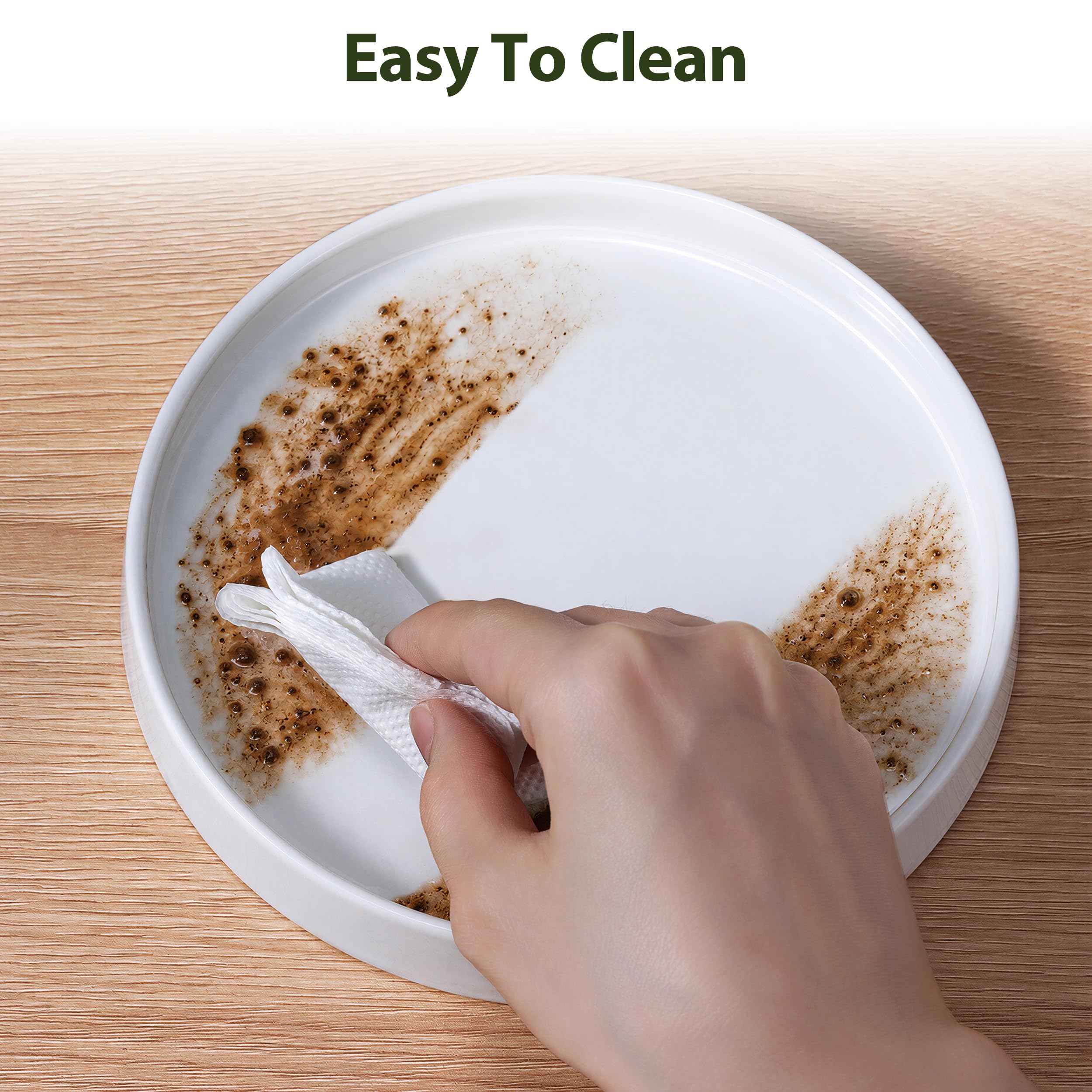 White Ceramic Plant Saucers - 2 Pack -6