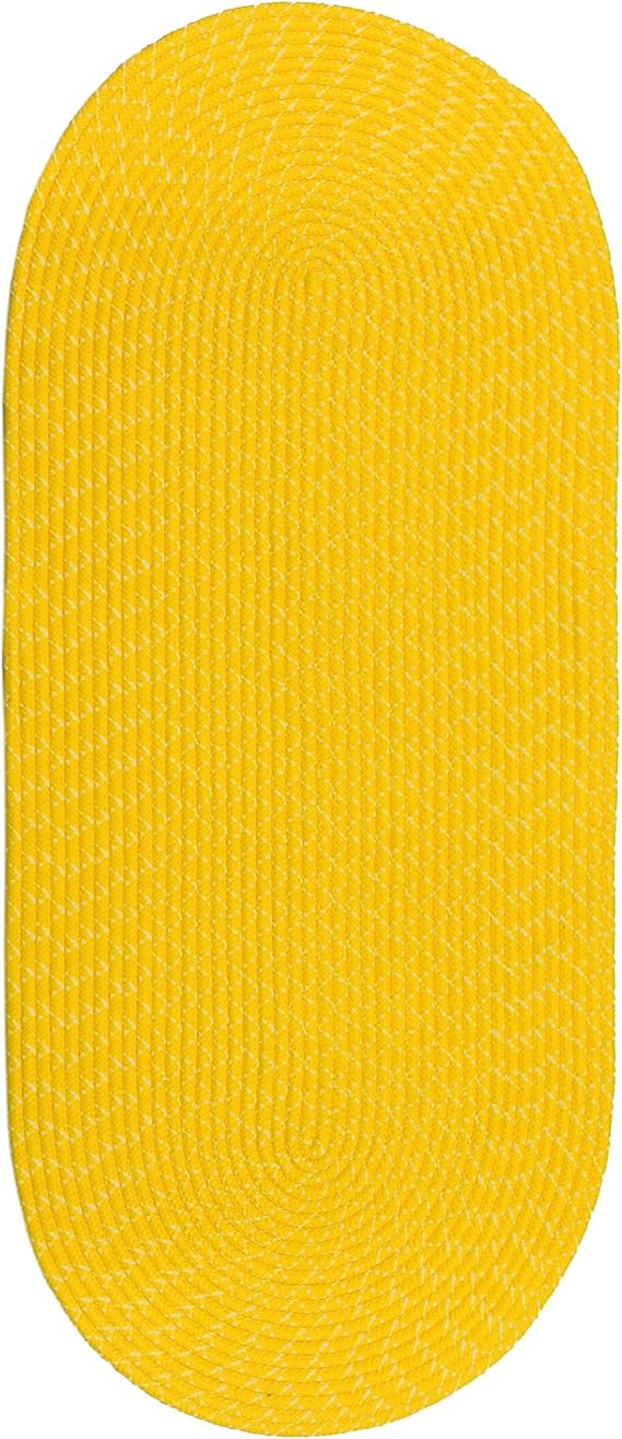 ITM Sun Splash Indoor/Outdoor Braided Rug, Yellow, 1Feet 8