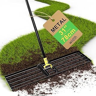 Lawn leveling rake and drag mat tool set for topdressing