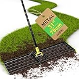 Colwelt Lawn Leveling Rake 31'', Hefty Lawn Leveler Rake for Grass Soil, Leveling Rake for Lawn with 72'' Ergonomic Curved End Grip Long Handle, Levelawn Tool Leveling Soil, Yard Lawn Leveling Tool