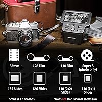 Vista 2 de Magnasonic Escáner de película todo en uno de 24 MP con pantalla grande de 5 pulgadas y HDMI, convierte películas de 1.378 in/126/110/Super 8