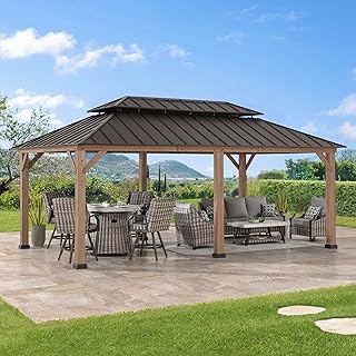 8 Gourmet Gazebo Ideas for Your Backyard Kitchen Setup 4 SUNJOY 12 x 20 ft. Wood Gazebo, Outdoor Patio Cedar Framed Wooden Hardto...