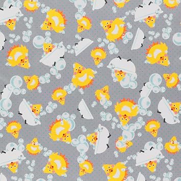 Mook Fabrics Printed PUL Fabric DIG Bath Time, Grey Cut by The Yard