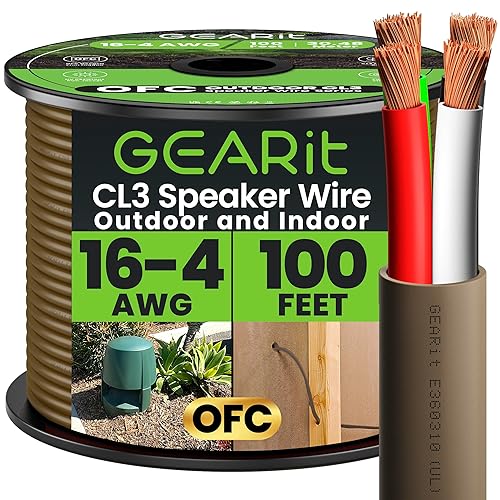 Miniatura 11 de GEARit Cable de altavoz para exterior CL3 clasificado, cable de altavoz calibre 16, cable de altavoz 250 pies para altavoces de exterior, patio, 16