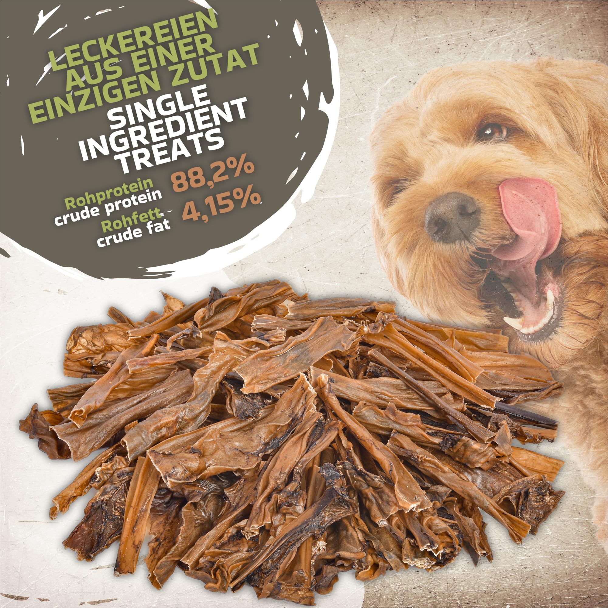 Peau de cerf avec fourrure pour chien 1 kg (environ 50 à 55 pièces) | Articles à mâcher séchés en cerf | Séché à l'air, faible en graisse, sans céréales | Monoprotéine | Produit naturel pour petits et