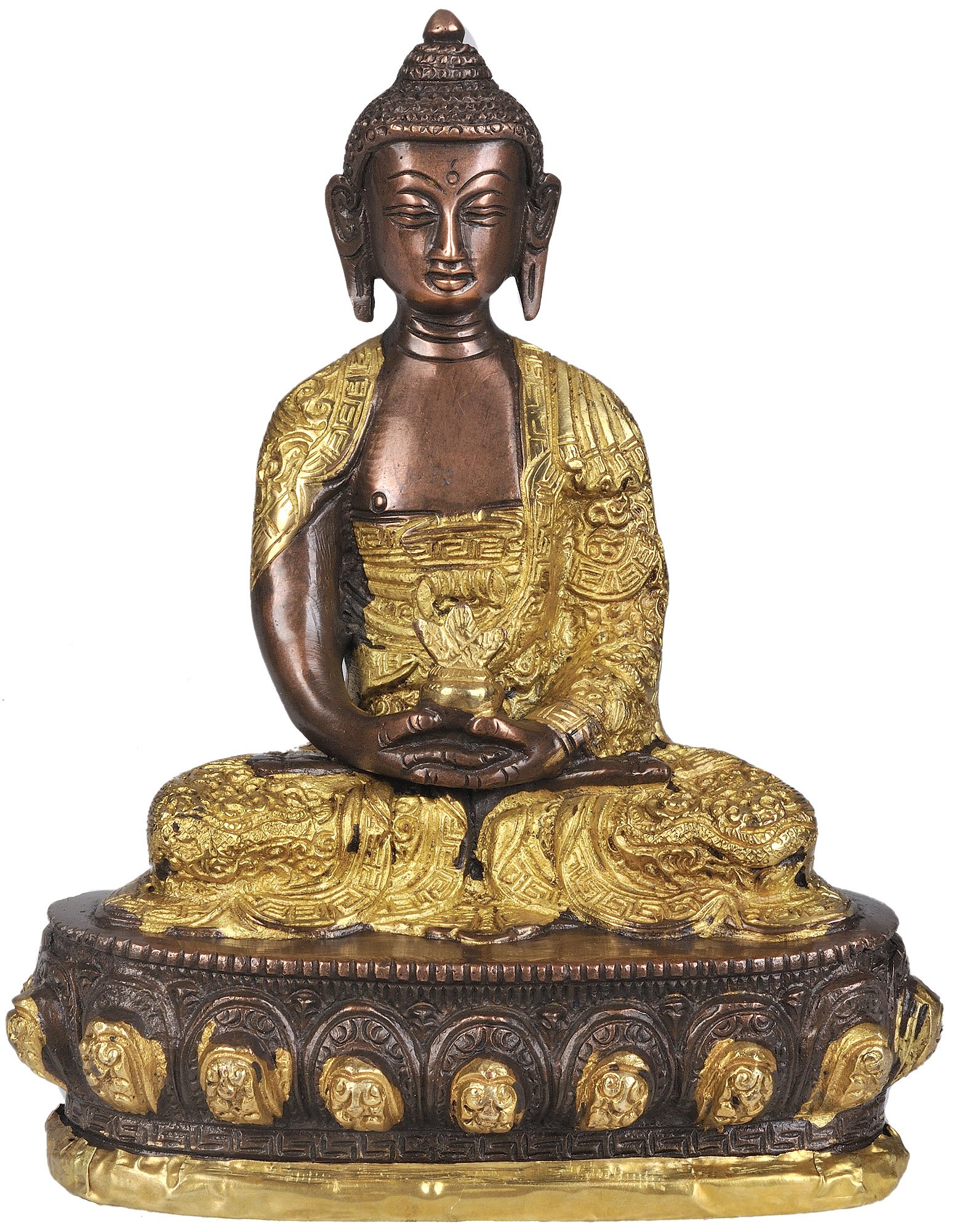 Statue Bouddha laiton Dhyana Mudra sculpture bouddhiste asiatique decoration salon zen