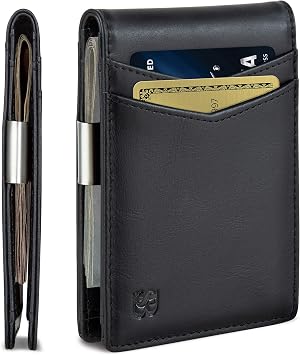 SERMAN BRANDS Money Clip Wallet - Mens Wallet Slim Front Pocket RFID Blocking Card Holder Minimalist Mini Bifold Slim