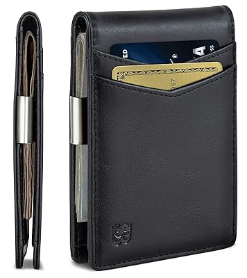 SERMAN BRANDS Money Clip Wallet - Mens Wallets slim Front Pocket RFID Blocking Card Holder Minimalist Mini Bifold