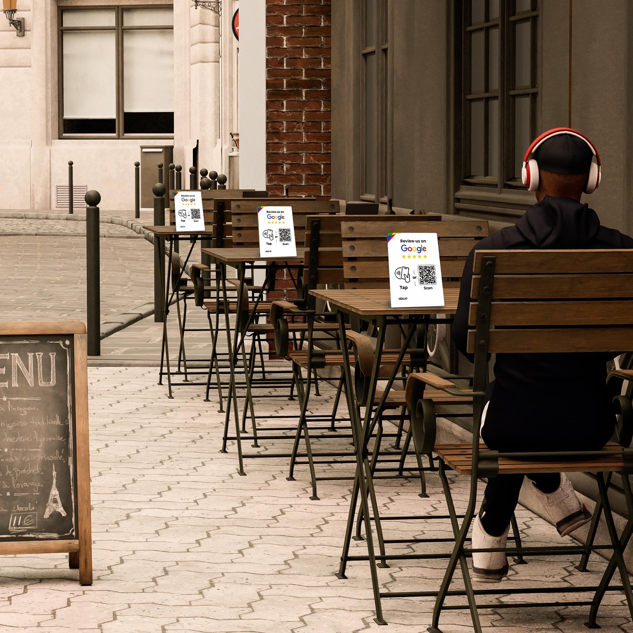 Google Review Stand (2 PCS) -Boost Google Reviews w/Reusable Google Review Tap Card Stand & QR Code Stand- No App No Subscription - Compatible with iPhone & Android - Grow with Google Reviews