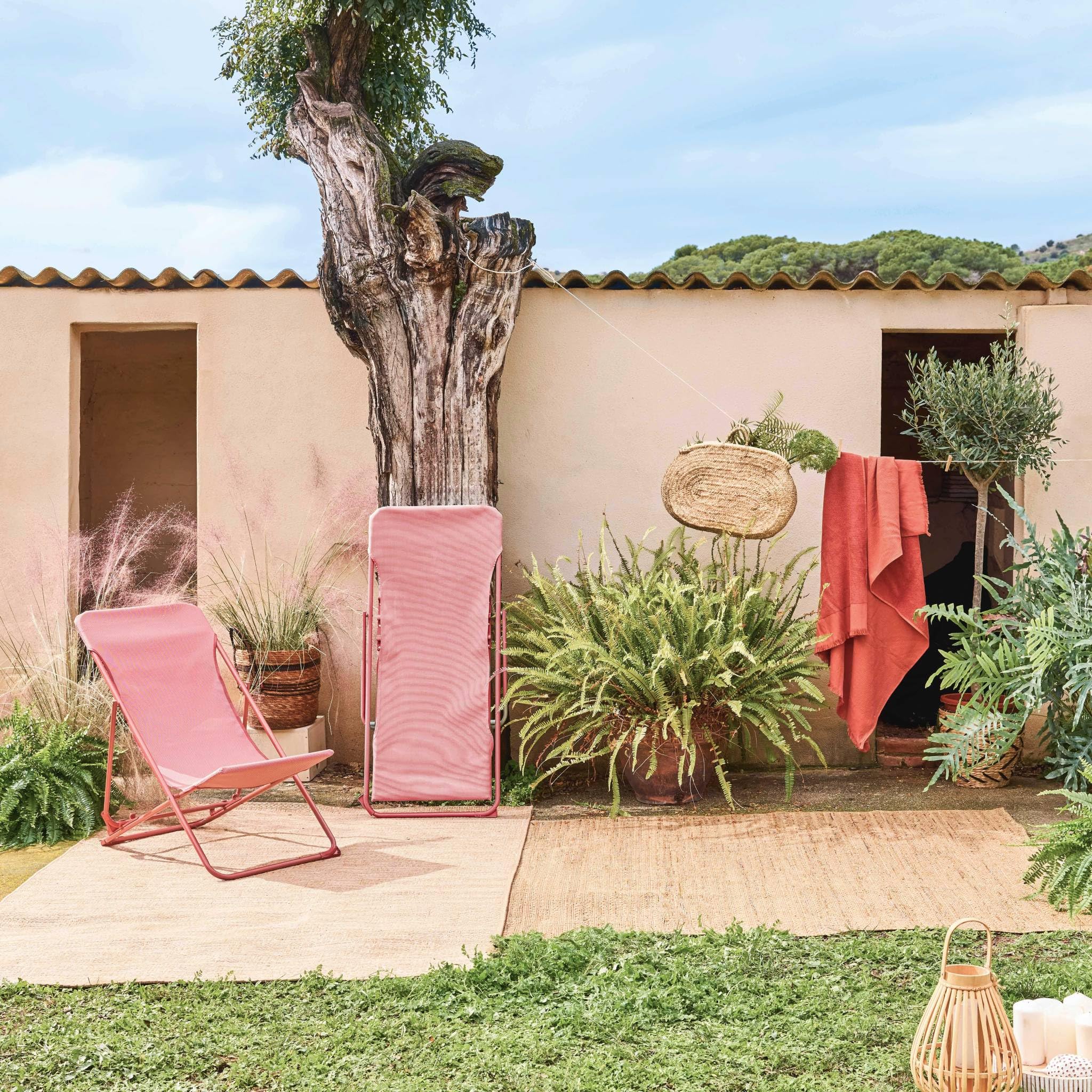 Set 2 sedie sdraio pieghevoli Terracotta - 83x88x95 cm