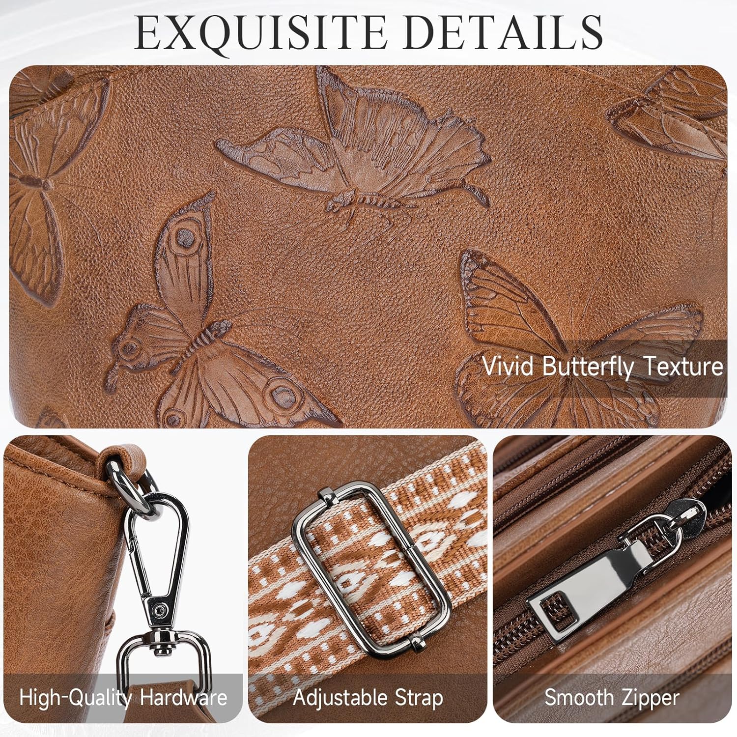 BELTANA Crossbody Purses for Women,Multi Pocket Medium Crossbody Bag,Adjustable Strap Shoulder Bag Butterfly Design | Zipper Pockets, Adjustable Strap, Lightweight, Satchel Bag, Gift for Women - Image 6