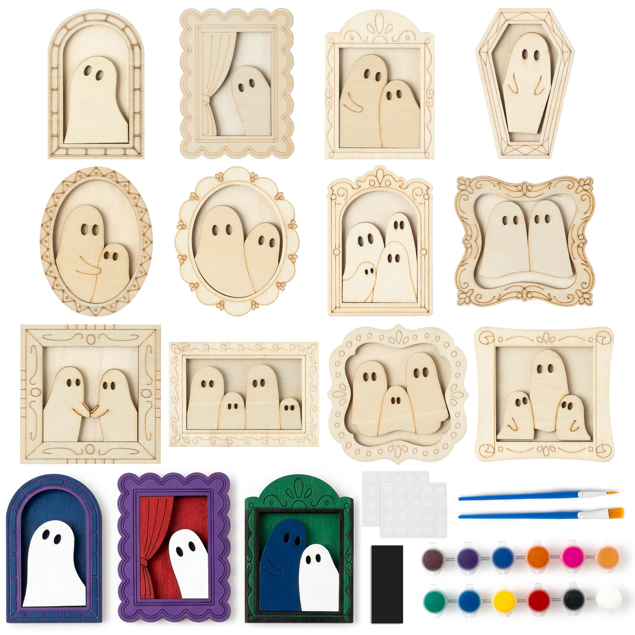 FeuuWamme Marcos de madera fantasma de Halloween para manualidades para