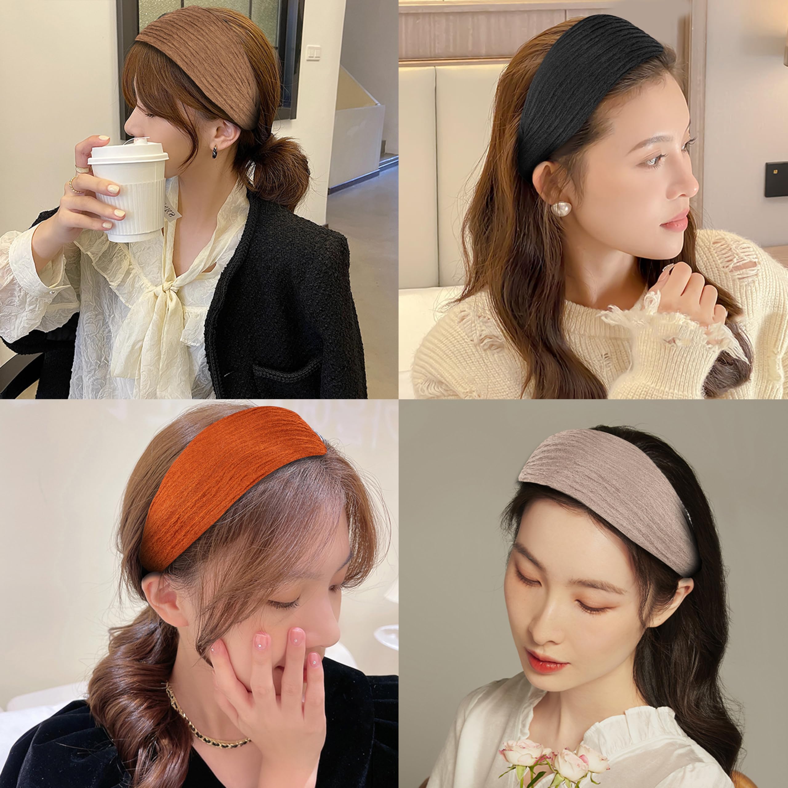 Wide Lace Headbands and Non Slip Elastic Hairbands with Teeth 5 Pack Misgirlot Wide Lace Headband 5Pcs - Fashion Hair Accessories  main image 2
