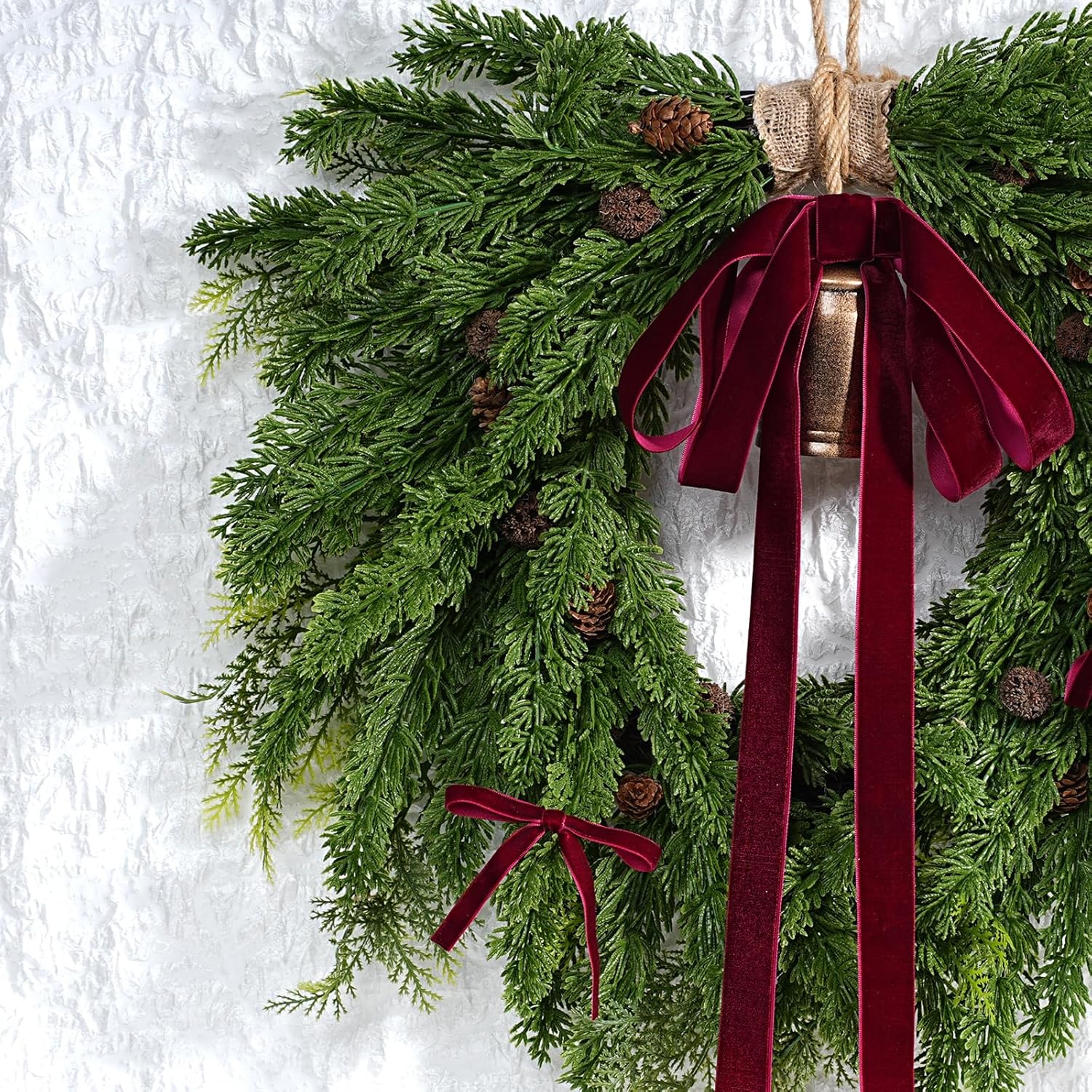 LaRibbons Burgundy Velvet Ribbon 1 Inch x 25 Yards Thin Velvet Ribbon for Christmas Tree, Gift Wrapping, Wreaths, Bows, and Xmas Decorations