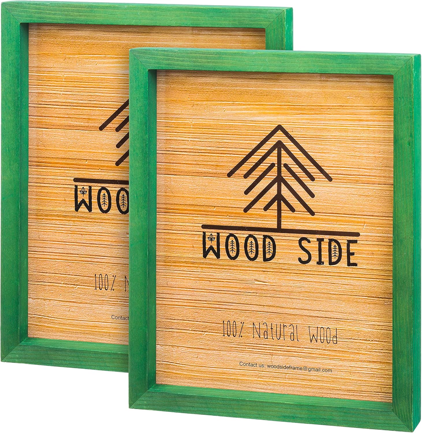 Green Wooden Picture Frames 8.5x11 Set of 2 Natural