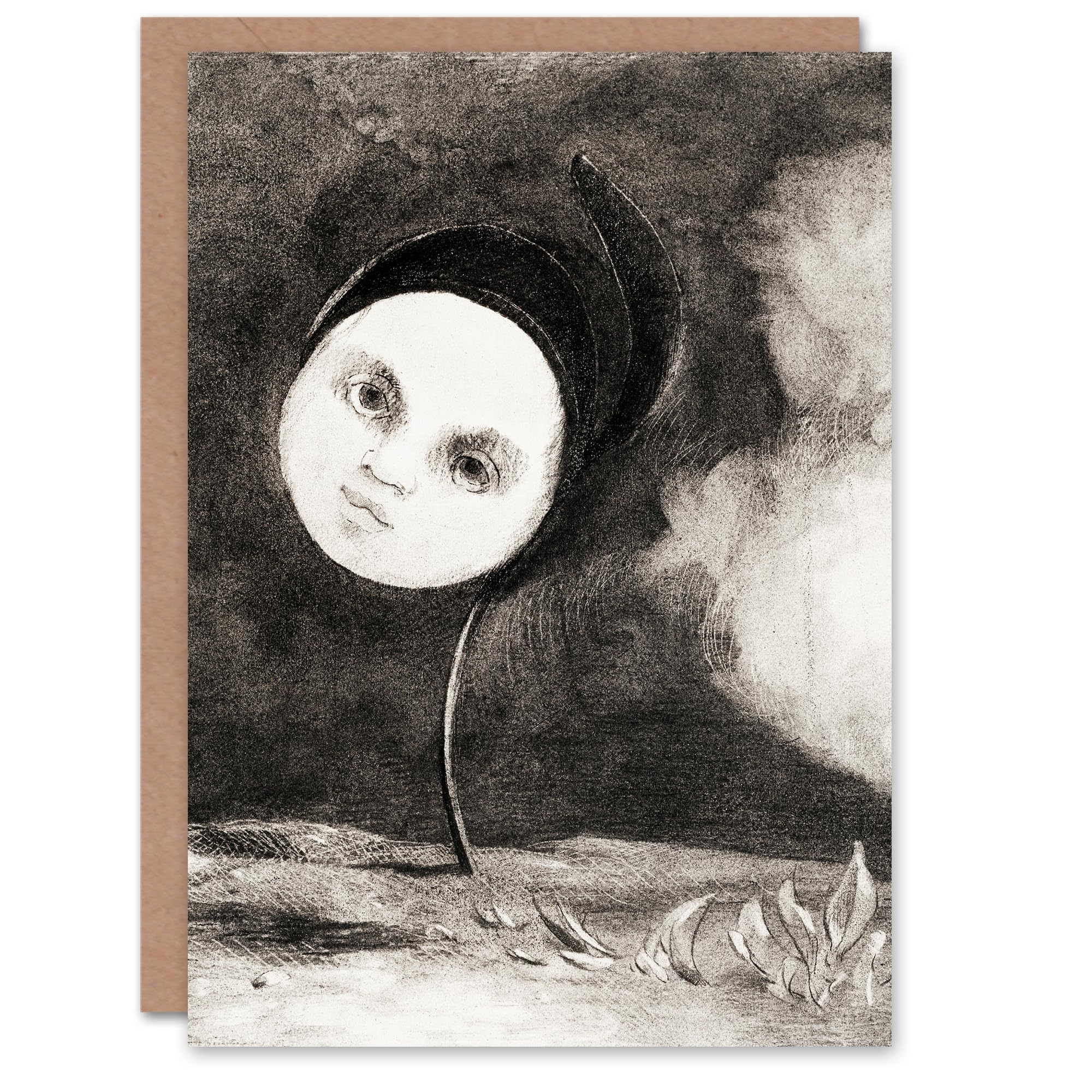 Artery8 Odilon Redon Art Card Strange Flower with a Face