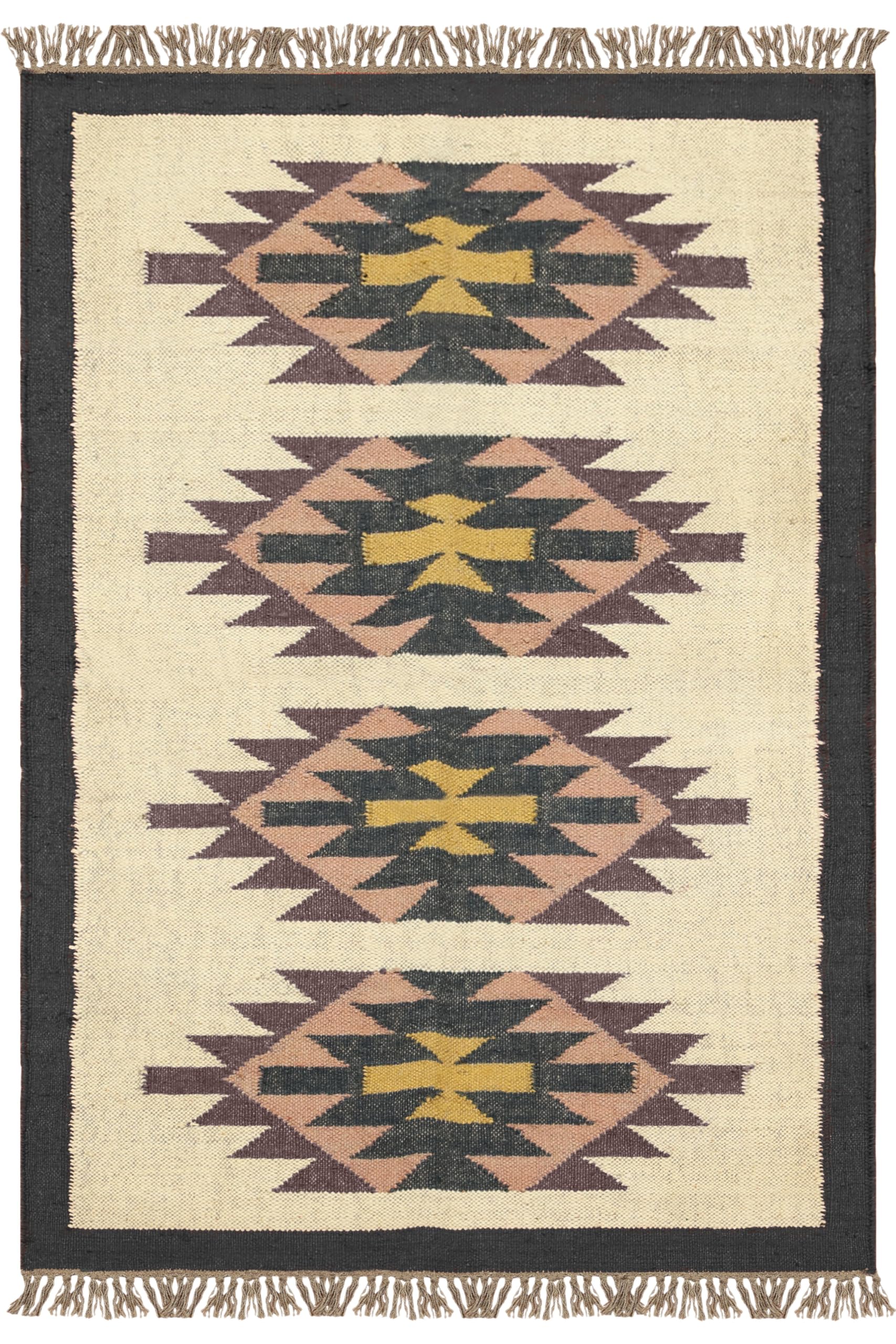 Tapis Kilim carré 2,4 m en jute noir lavable et ultra résistant