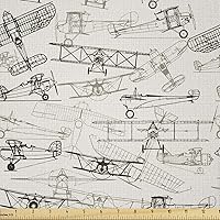 Vista 106 de Ambesonne The Yard, tela de mariquitas de The Yard, flores exóticas hibisco hawaiano follaje ilustración botánica flor de primavera, tela