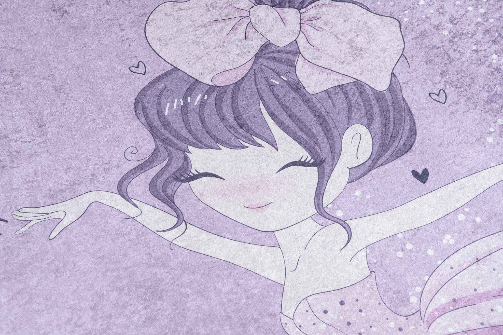 Tappeto Gioco Bambini Emma - Morbido Antiscivolo Lavabile, Design Ballerina Viola 140x200 Cm - Foto 3