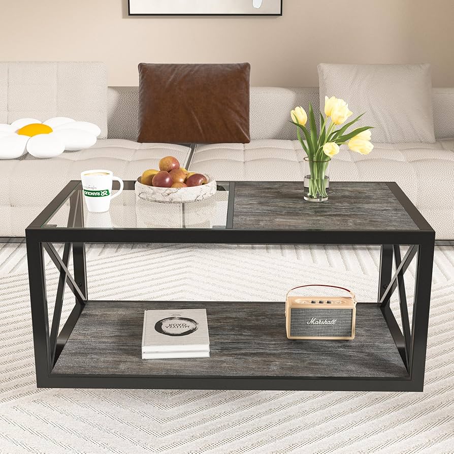 Amazon.co.jp: ローテーブル 収納付き 長方形リビング用コーヒー