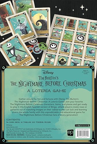 Miniatura 2 de Lotería: Disney Tim Burton's The Nightmare Before Christmas | Juego de lotería tradicional | Estilo de bingo, con ilustraciones e ilustraciones