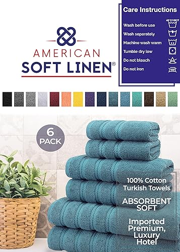 Miniatura 6 de American Soft Linen - Juego toallas de 100 % algodón turco, absorbentes, resistentes, suaves y mullidas para hotel y spa, 22 ozm, 2 toallas de baño,
