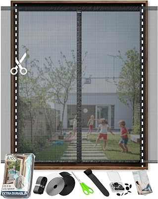 ARCOL Zanzariera Magnetica Finestra 120x150 cm in Fibra di Vetro – Stop Zanzare in 3 Min., Rete Ultra-Fine Anti-Insetti, Chiusura Automatica con Magneti e Pesi, Nastro a Strappo Extra-Largo (Nero)