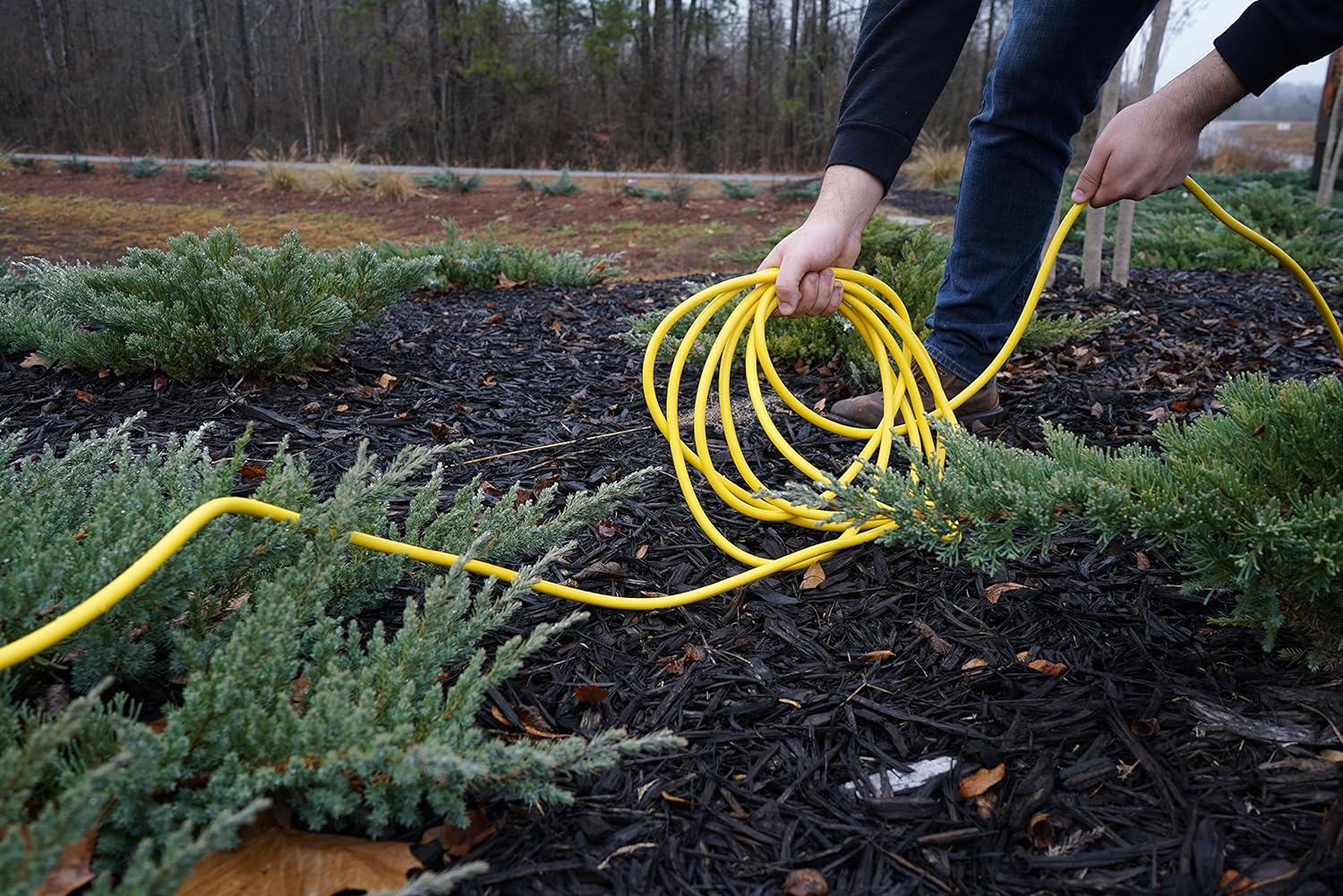 Southwire Outdoor Extension Cord – Durable Vinyl Jacket for For Farm, Ranch & Workshop - Lighted End With Reinforced Blades - SJTW, Yellow - 12 Gauge, 3 Prong - 50 Feet