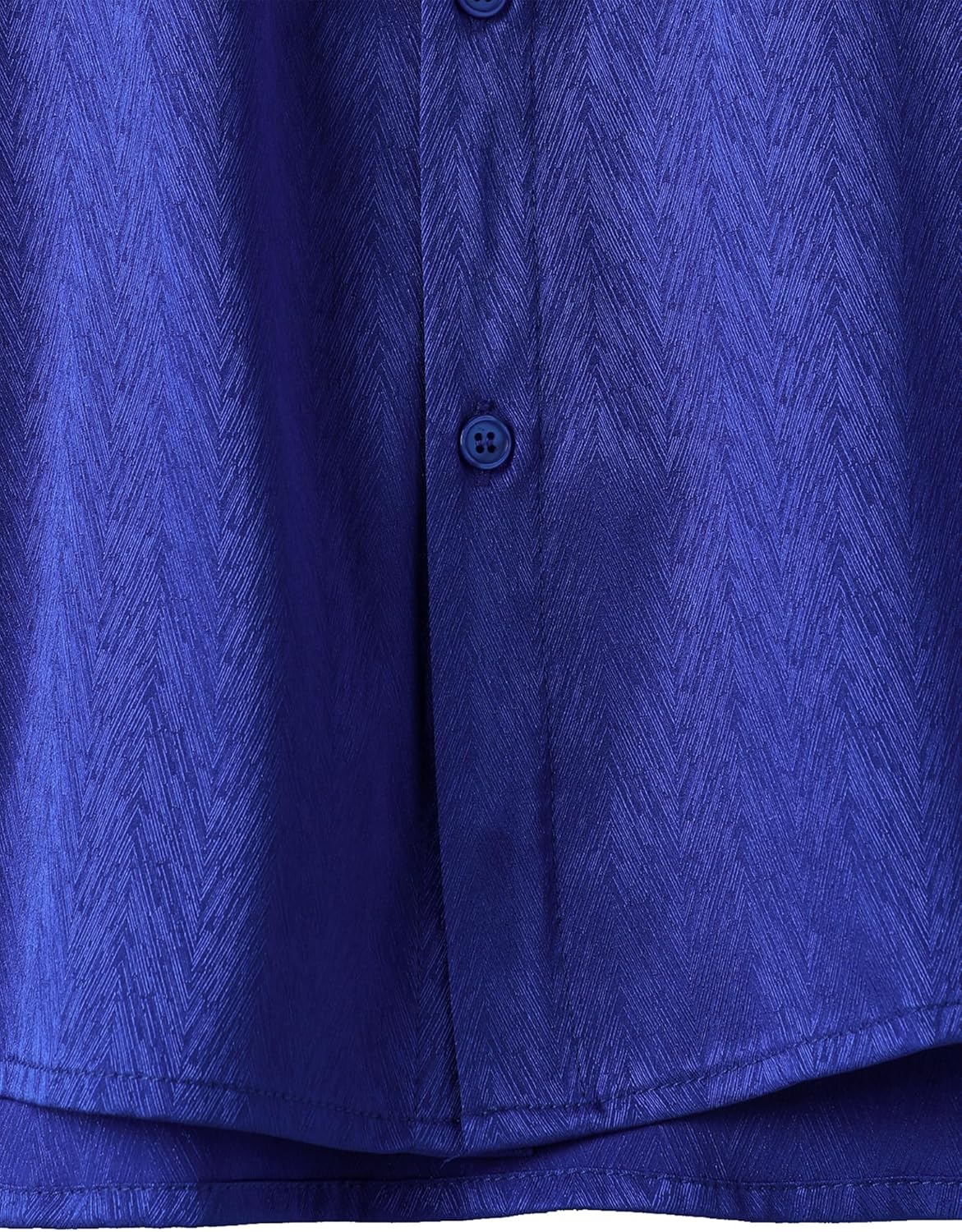 ZEROYAA Men's Luxury Shiny Satin Jacquard Shirt Modern Fit Short Sleeve Button Down Shirts for Summer Party Prom Royal Blue Large - Image 5