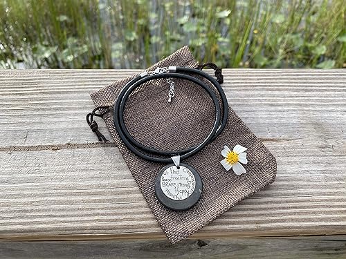 Miniatura 5 de Inspirational Gratitude Shungite Pendant and Leather Necklace  Holiday Gift Idea  Protection Shield Blocker Women Teens