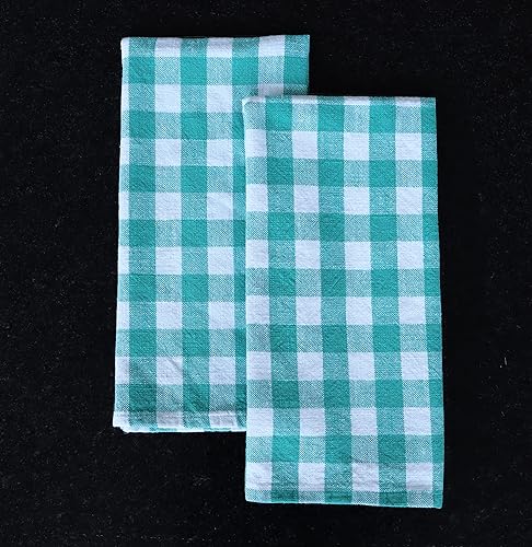 Miniatura 2 de AMOUR INFINI Buffalo - Juego de 4 paños de cocina de algodón flameado de gran tamaño, paños de cocina para limpiar y secar platos (verde azulado, 28