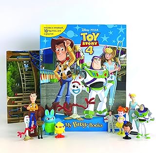 Disney/Pixar Toy Story 4 My Busy Books: Storybook Set with 10 Figurines and Playmat