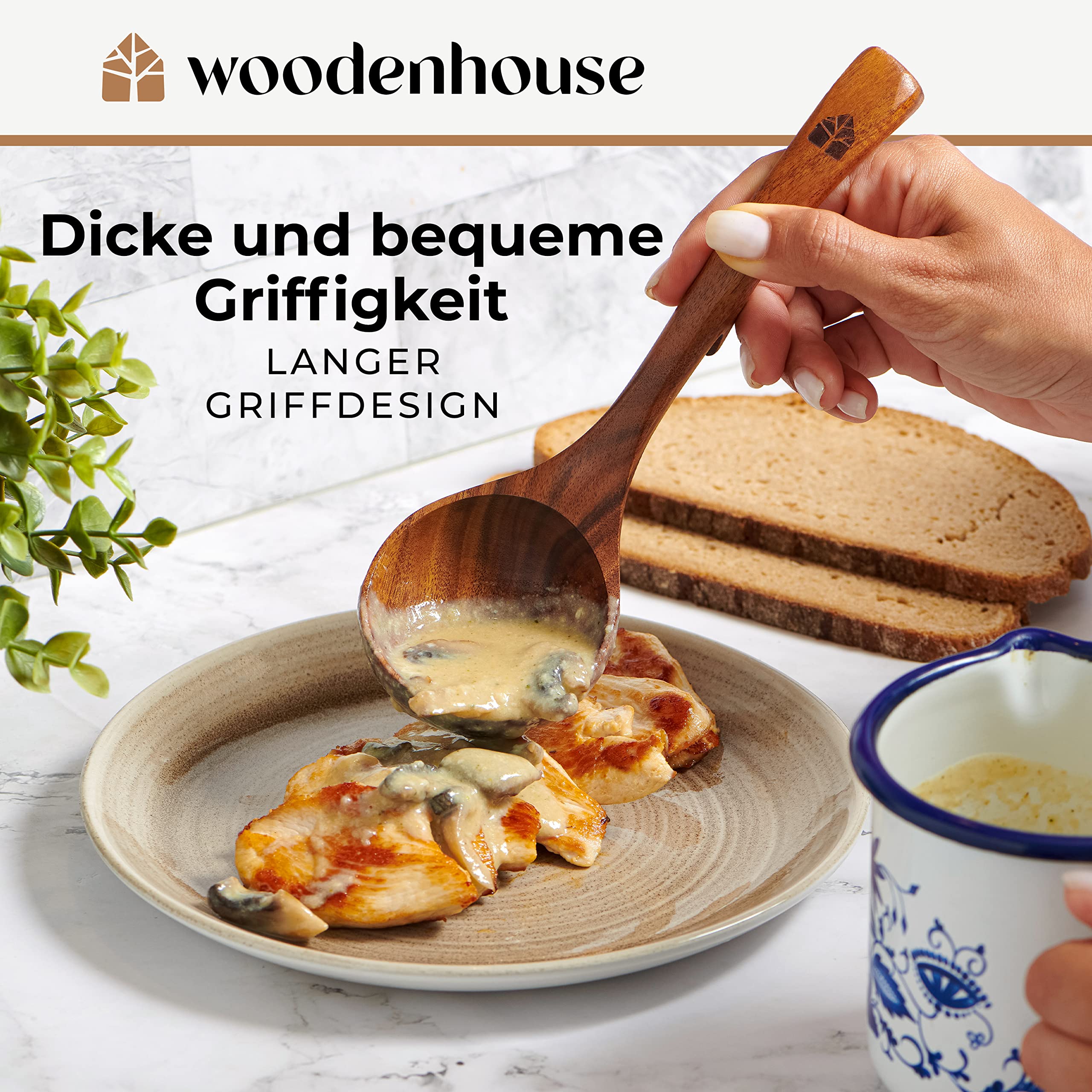 Suppenkelle Holz Set, 3-teilig aus Teakholz - Robustes & nachhaltiges Holzkochlöffel Set - BPA-FREI Schöpflöffel in Groß, Mittel und Klein - Verschiedene Größen für unterschiedliche Kochaufgaben