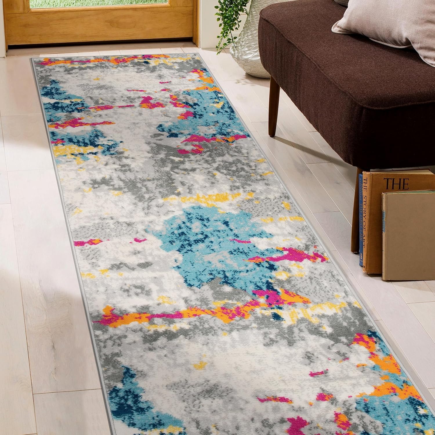 Rugshop Sky Collection Transitional Abstract Runner Rug 2' x 7' Multi 2' x 7' Multi Color