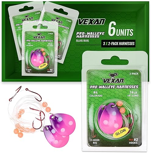 Miniatura 14 de Vexan Glow Walleye Spinner Rig - Worm & Crawler Harnesses for Live Bait Fishing