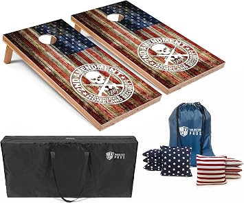 Tailgating Pros American Themed Lightweight Corn Hole Board Set w/Bean Bags and Carrying Case - 4x2 Cornhole Toss