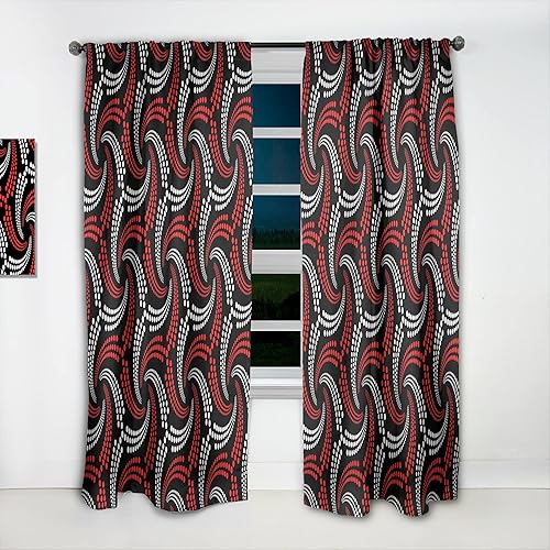 Miniatura 5 de DesignQ Cortinas con espirales punteadas rojas y blancas retro para dormitorio, cortinas para sala de estar, cortinas y cortinas - aislamiento