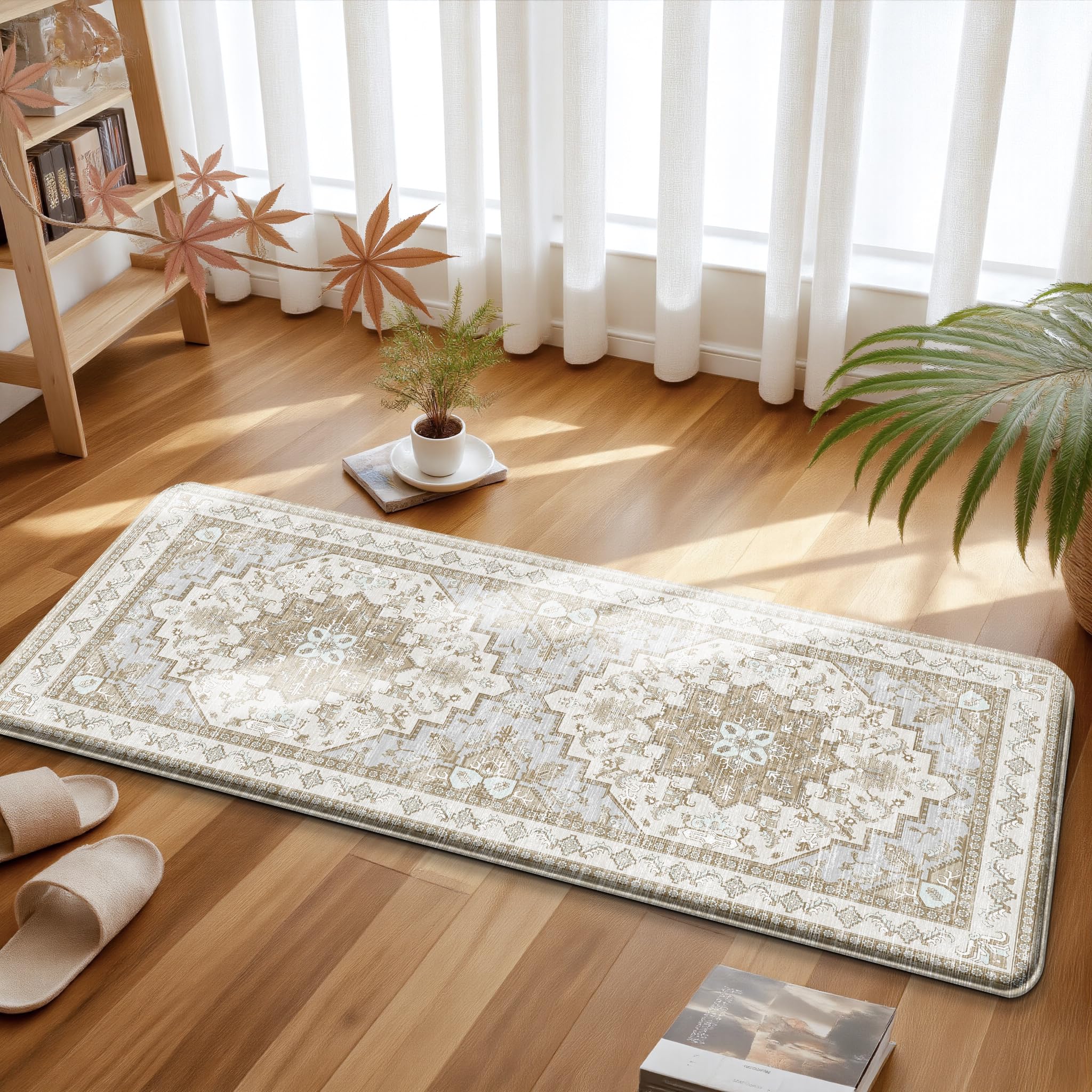 Boho Kitchen Mats - Beige Tan, Anti-Fatigue Rugs -7 Boho Kitchen Mats - Beige Tan, Anti-Fatigue Rugs -7