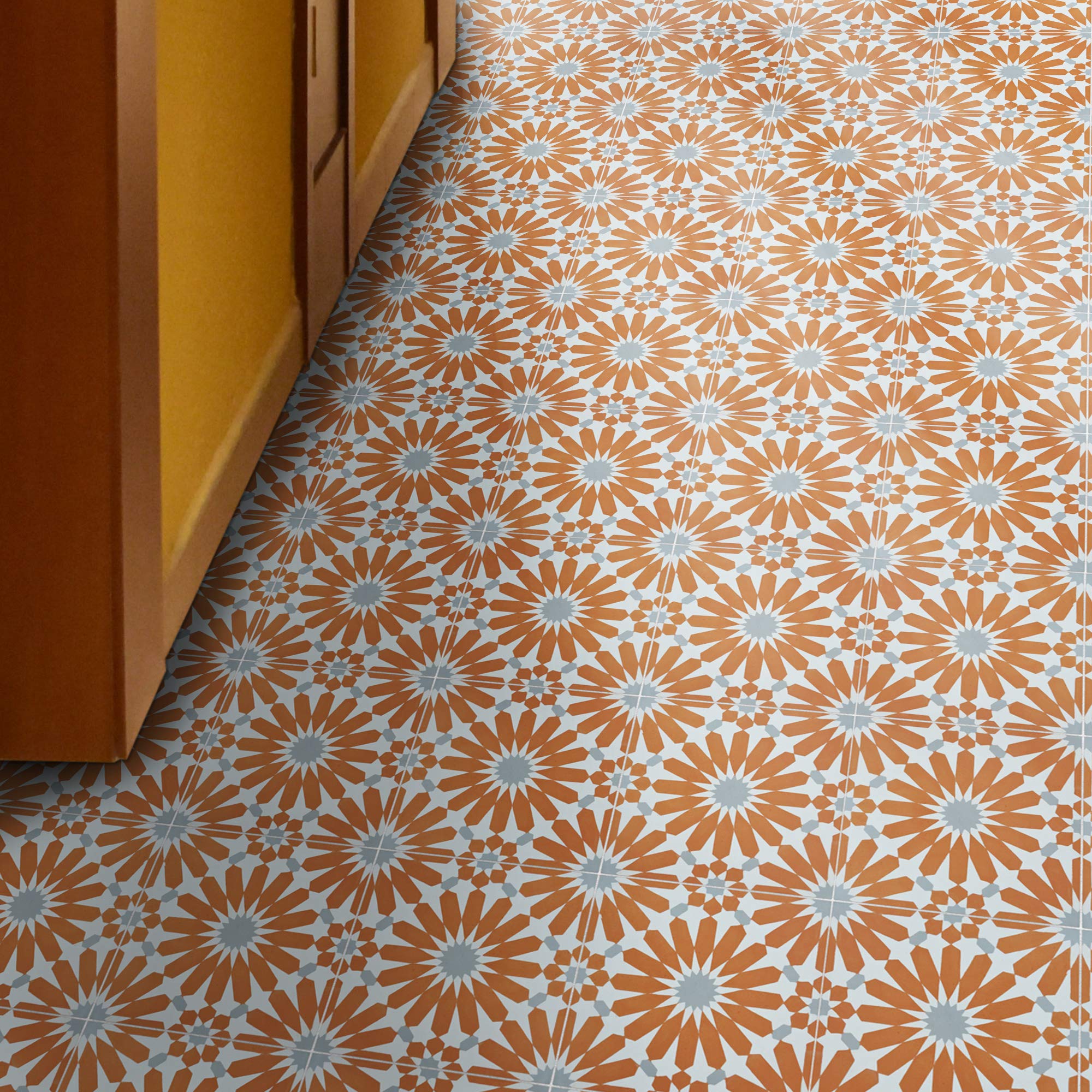 Moroccan Mosaic & Tile House CTP54-02 Alhambra Handmade Cement Tile 8X8 OrangeWhiteGray12 product thumbnail 4