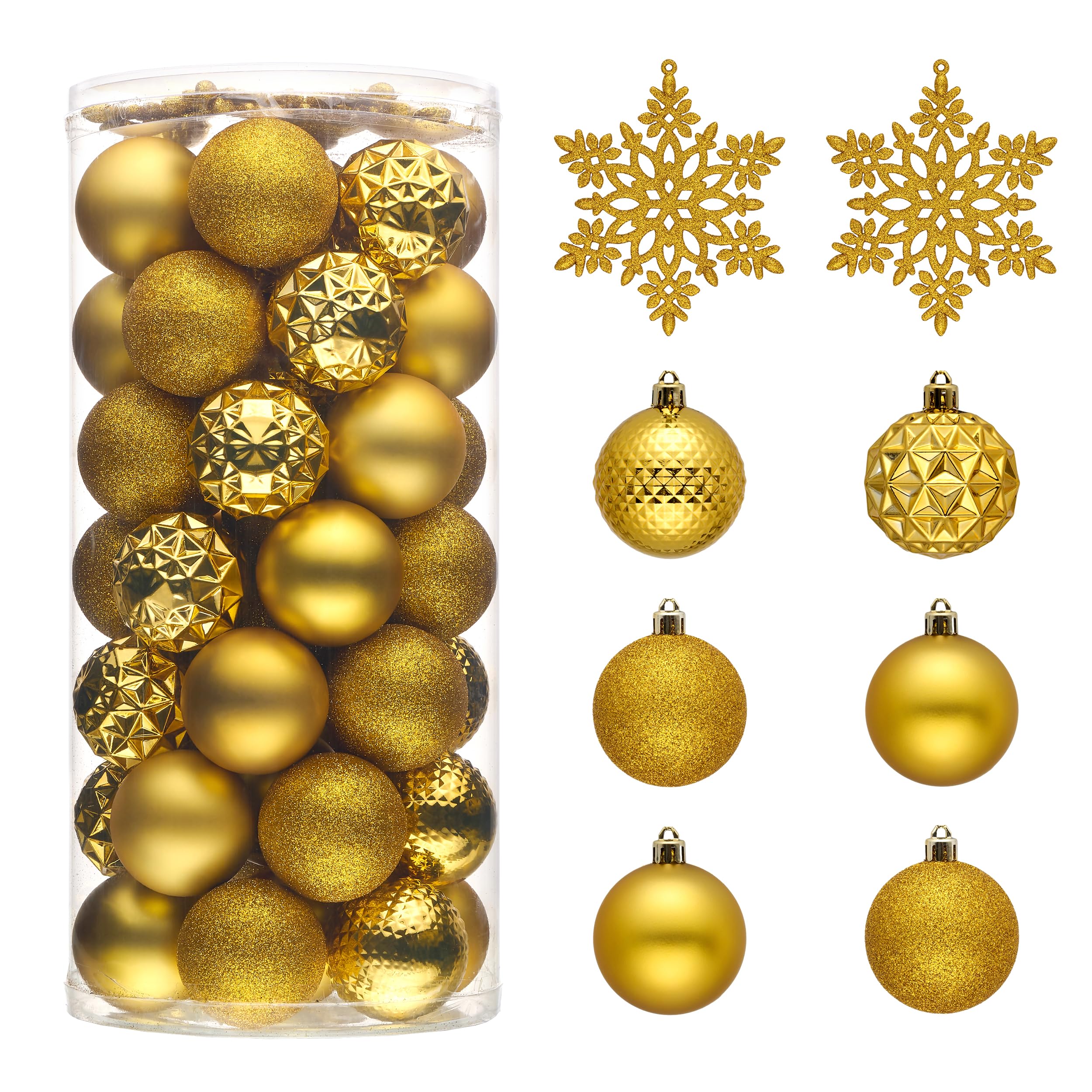 Boules de Noël dorées incassables Valery Madelyn lot de 50 pièces pour sapin 50cm