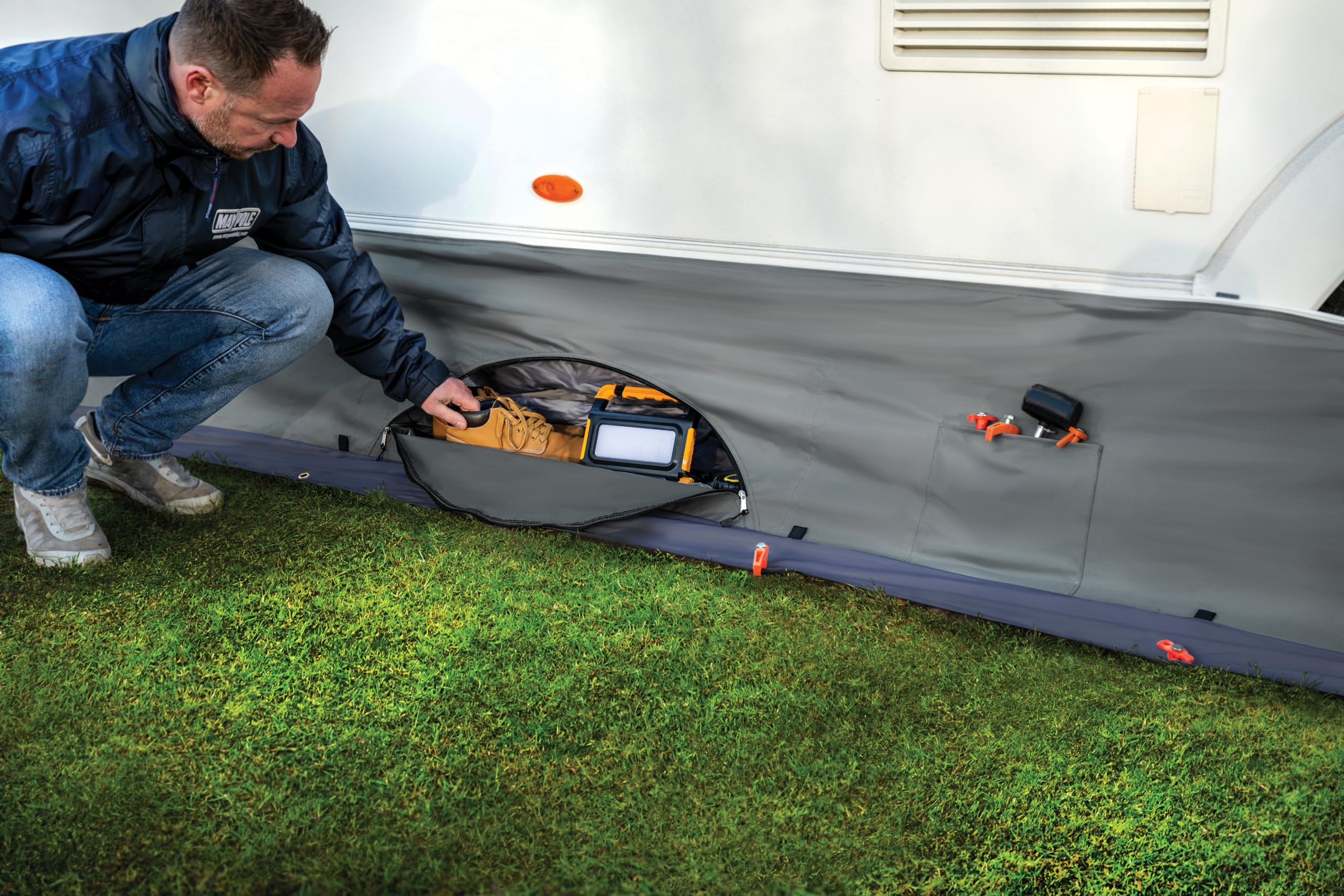 Maypole Organizador de faldón para caravanas y autocaravanas, Compartimentos de Almacenamiento Grandes para Almacenamiento al Aire Libre