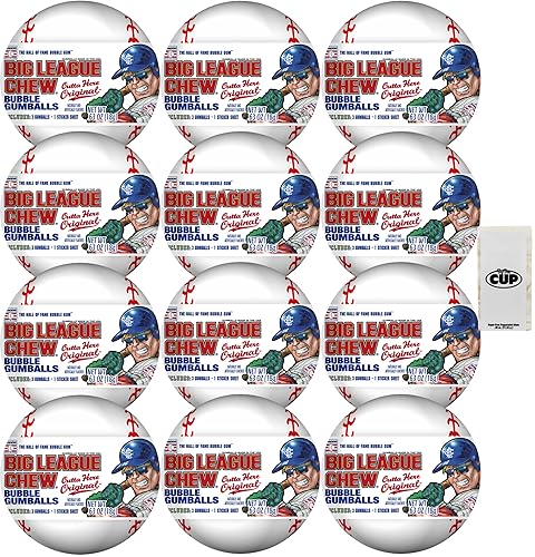 Ford Gum Big League Chew - Bolas de goma de mascar envueltas individualmente y béisbol rellenos de calcomanías, 0.63 onzas (paquete de 12) con