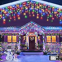 Vista 45 de Luces de Navidad azules al aire libre - 99 pies 1216 luces LED de carámbano para exteriores - Enchufe 8 modos luces centelleantes para decoraciones