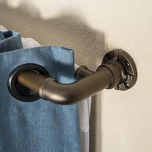 Miniatura 5 de Decopolitan Juego de cortinero doble industrial de 1 pulgada, 18 a 36 pulgadas, bronce oscuro