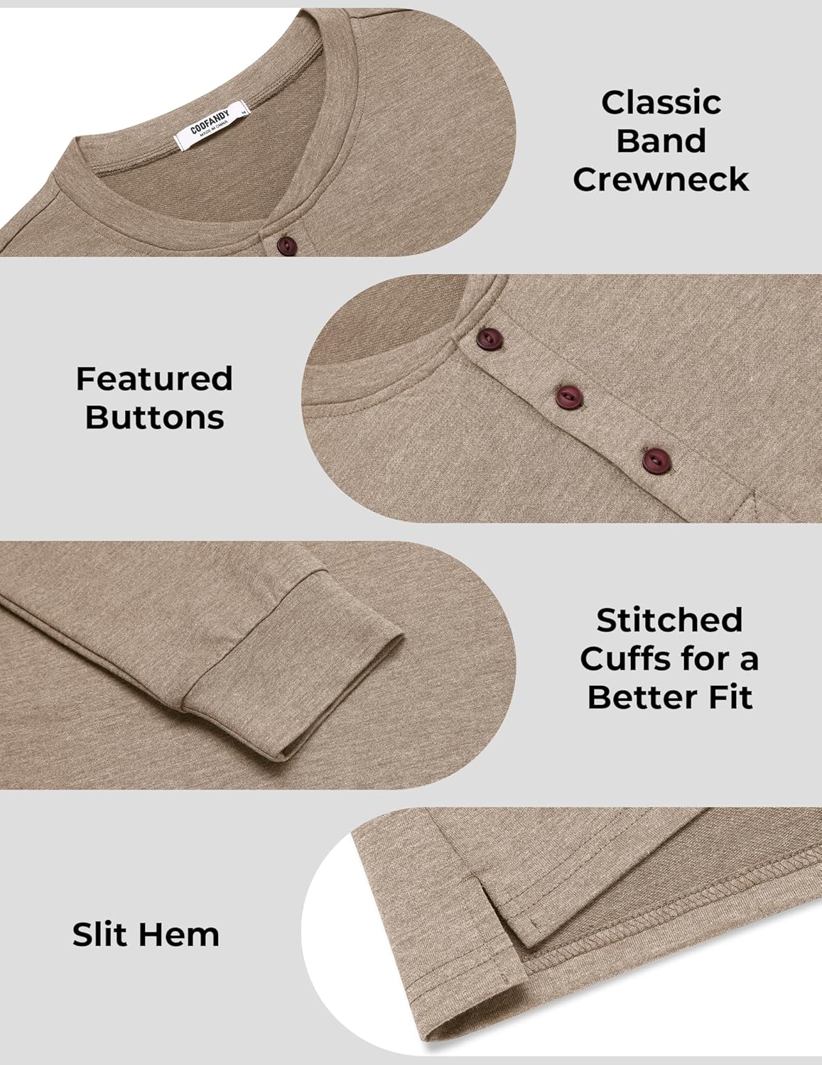 COOFANDY Men's Henley Shirts Long Sleeve Casual Button Shirts Fashion Lightweight Pullover Shirts - Image 6