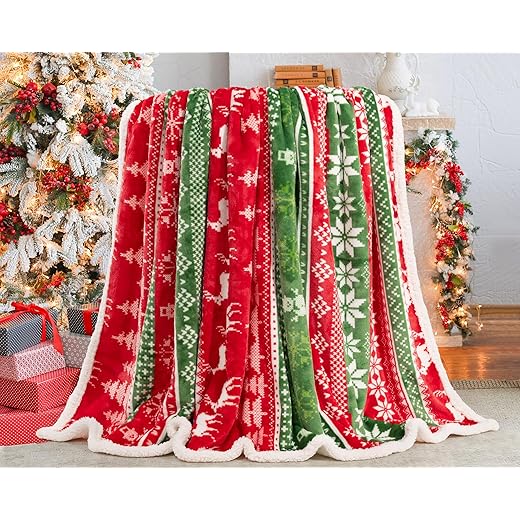Touchat Red Sherpa Christmas Throw Blanket