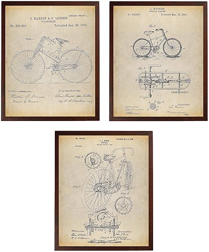 Arte de la bicicleta de la impresión de la patente de la serie Set 3 Ciclismo Arte de la pared de la bicicleta de la vendimia