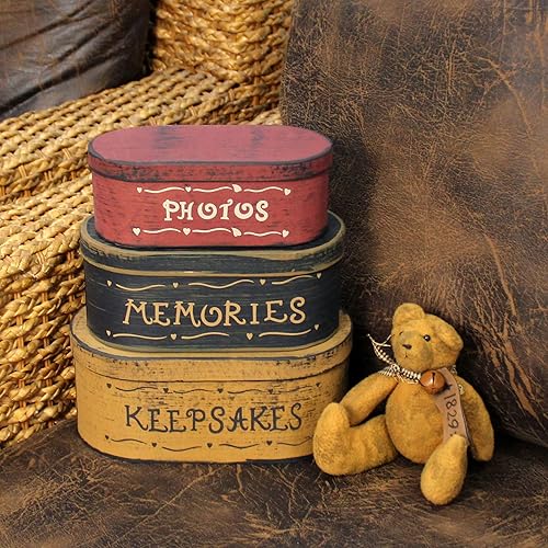 Miniatura 4 de CVHOMEDECO. Primitives - Fotos ovaladas antiguas, recuerdos, cajas de cartón nido, grandes 9-34 x 5-12 x 4 pulgadas, juego de 3.