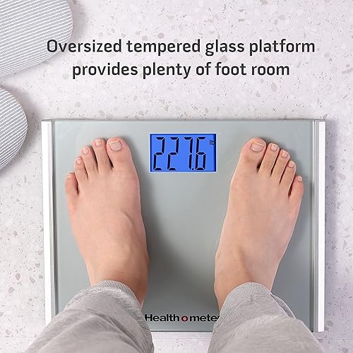 Miniatura 4 de Health o meter Báscula digital de vidrio extra ancha para peso corporal, báscula de baño, precisión y precisión, pantalla LCD retroiluminada,