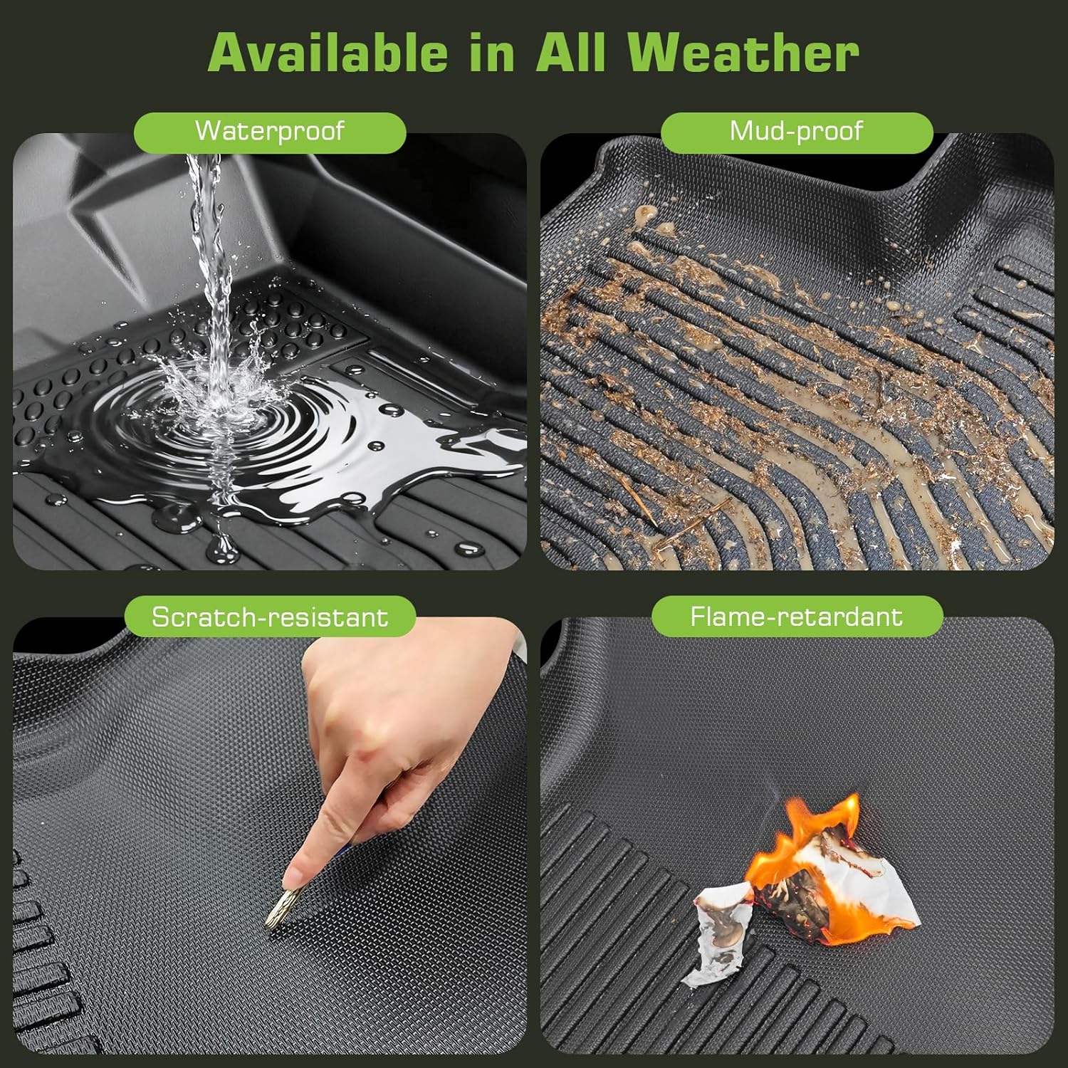 Floor Mats for Honda Civic Sendan/Civic Si 2016-2021 (Not for Hybrid/Hatchback/Coupe/Type R), TPE Waterproof Non-Slip All Weather Protection Custom, Floor Mats & Cargo Liner